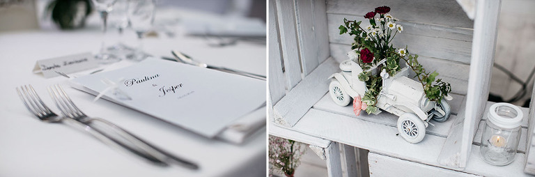 menu ślubne na stole