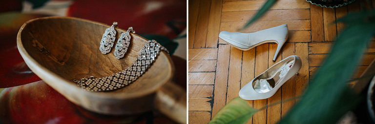 kolczyki oraz buty panny młodej 