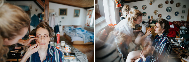 panna młoda w trakcie makijażu na swój ślub 