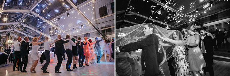 tańczący goście na weselu w oranżerii Warszawa 