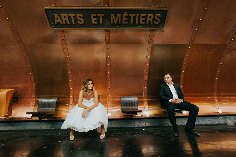 sesja ślubna stacja metra Paryż 