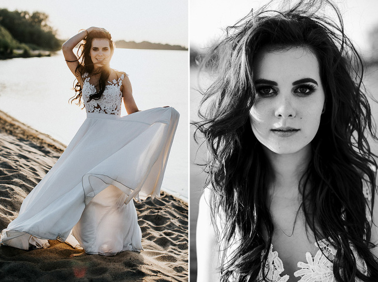 portret Panny młodej na plazy