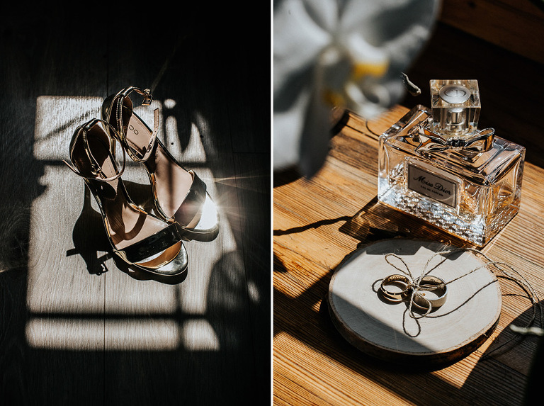 buty oraz perfumy pani młodej