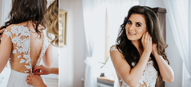 zakładanie kolczyków na ślub przez Panią młodą 