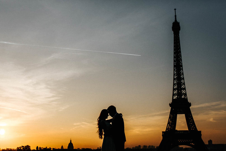 zachod slonca sesja slubna wieza eifle 