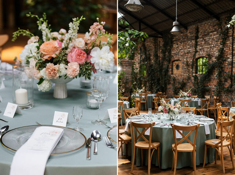 cicha 23 duża stajnia nakrycia oraz kwiaty na stołach 