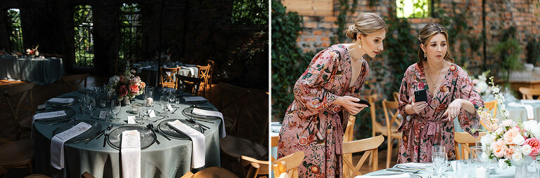 cicha 23 duża stajnia pani młoda sprawdza winietki na stołach 