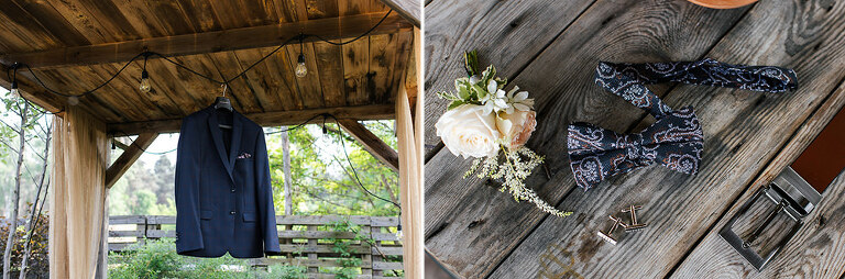 detale Pana młodego, marynarka i muszka