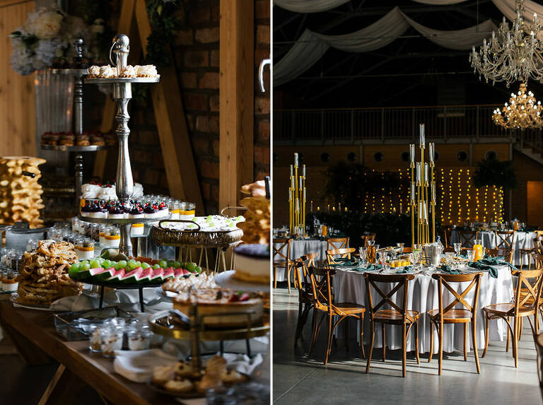 Okrągłe stoły w stodole Majątek Howieny w pomigaczach